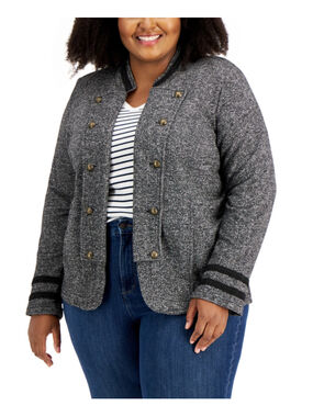 Tommy Hilfiger Plus Size 2X Military Style Soft Knit Sweater Jacket NWT